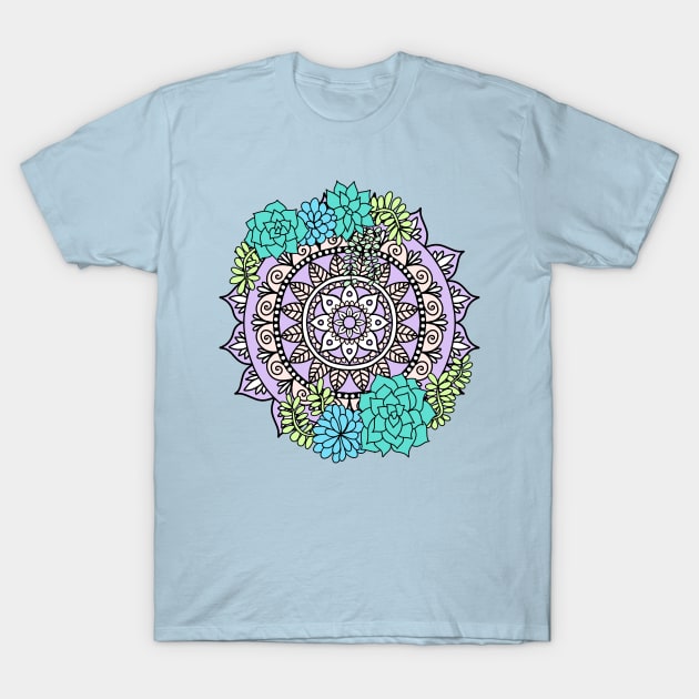 Succulent Mandala T-Shirt by julieerindesigns